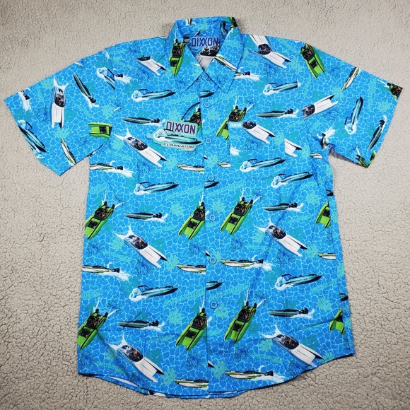 DIXXON Flannel Co Eliminator Boats Party Shirt Mens Small Blue‎ Button Up Cruise - Picture 2 of 13
